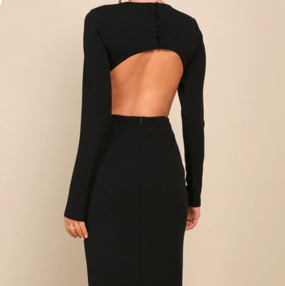Lulus Esteeem black long-sleeved coutout column Maxi dress size XL NWT. - Picture 2 of 15